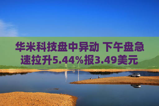 华米科技盘中异动 下午盘急速拉升5.44%报3.49美元