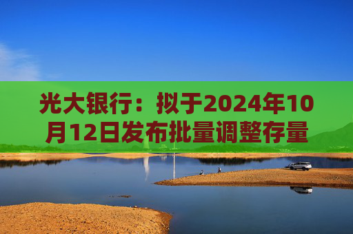 光大银行：拟于2024年10月12日发布批量调整存量商业性个人住房贷款利率具体实施细则