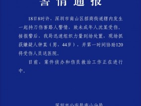 深圳警方通报一起持刀伤害路人警情:一未成年人受伤,嫌疑人被抓